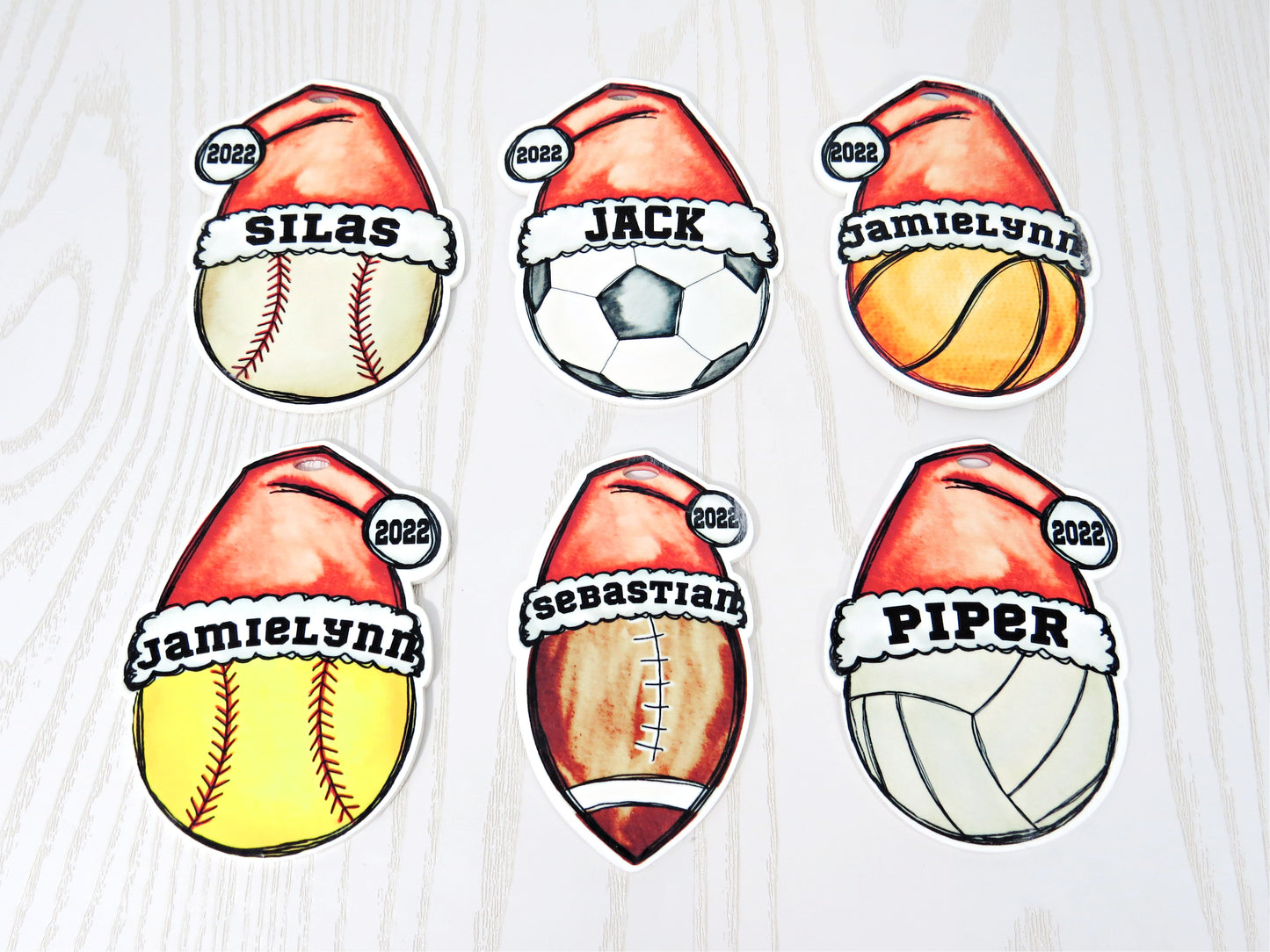 Christmas Santa Hat Sports Ornament - Personalized Ornament - Family Christmas Ornament - Custom Christmas Ornament - Custom Family Ornament - Boy Girl Kid