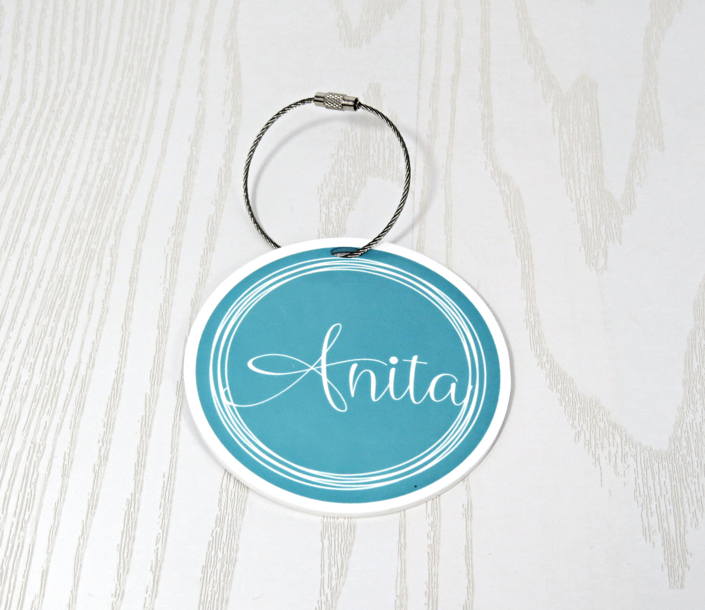 Circle Diaper Bag Tag Personalized with Name - Young Mother Bag Name Tag - Beach Bag Tag