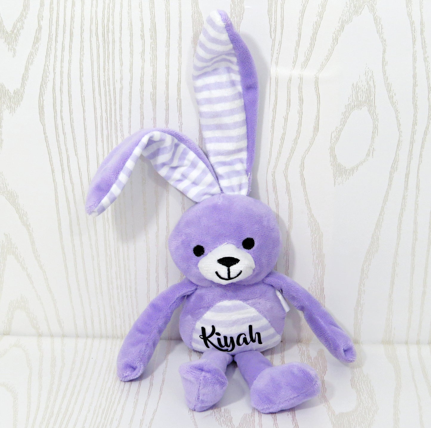 Long Ear Striped Easter Bunnies Personalized - Personalized Bunny - Plush Easter Gift Kids - Easter Basket Stuffers - Easter Decor - Custom Stuffed Bunny – Home Decor