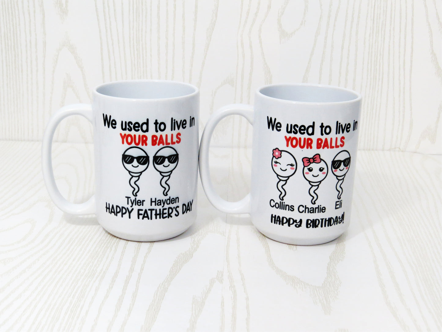 Personalized We Used To Live In Your Balls Funny Fathers Day Mug For Dad - Father From Daughter Son Custom Multi Kids Name Swimming Sperm Mug Gifts