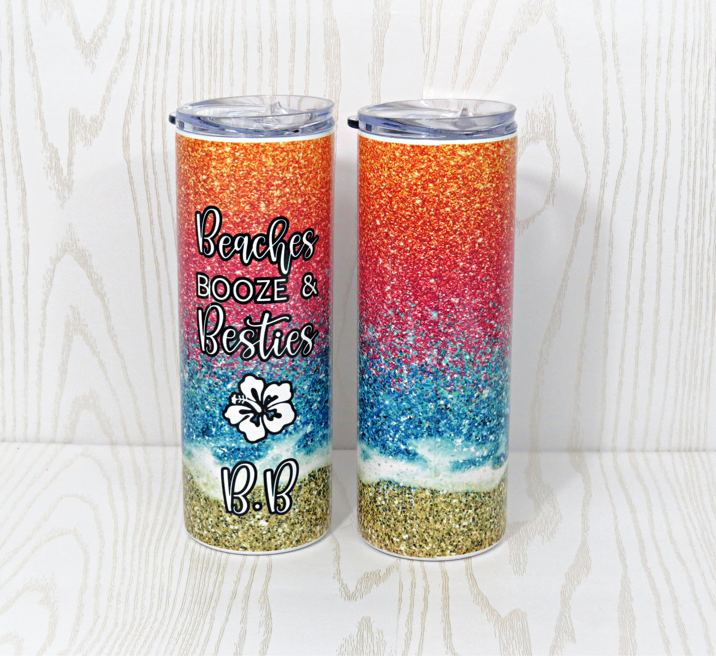 Sublimation Beaches Booze Besties Tumbler - Girls Weekend - Girls Trip Tumbler - Customizable Tumblers