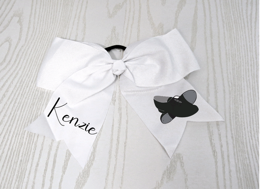 Personalized Dancer Hair Bow for Girls - Jazz Ballet Ballerina Hair Tie Accessory- Custom White Preppy Bow - Cheer 8" Bow - Ribbon