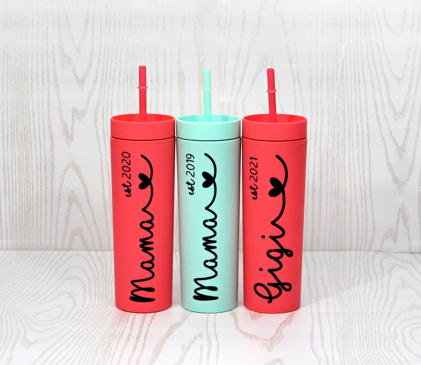 Personalized Mother's Day 16 oz. Matte Pastel Skinny Tumblers with