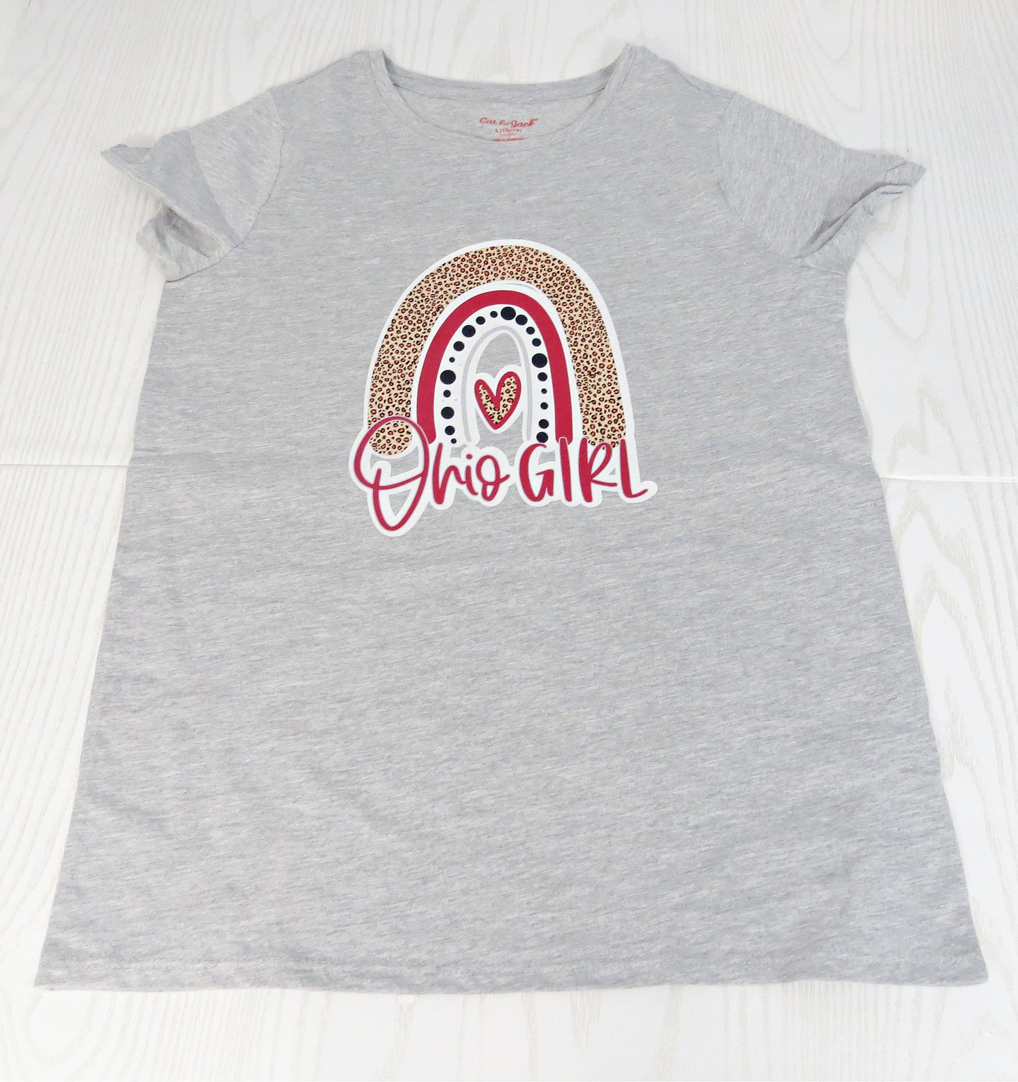 Rainbow Cheetah Columbus Ohio Girl GIRLS Tee - Ohio Attire - Home Shirt - Girls TShirt- Ohio Sports Lover