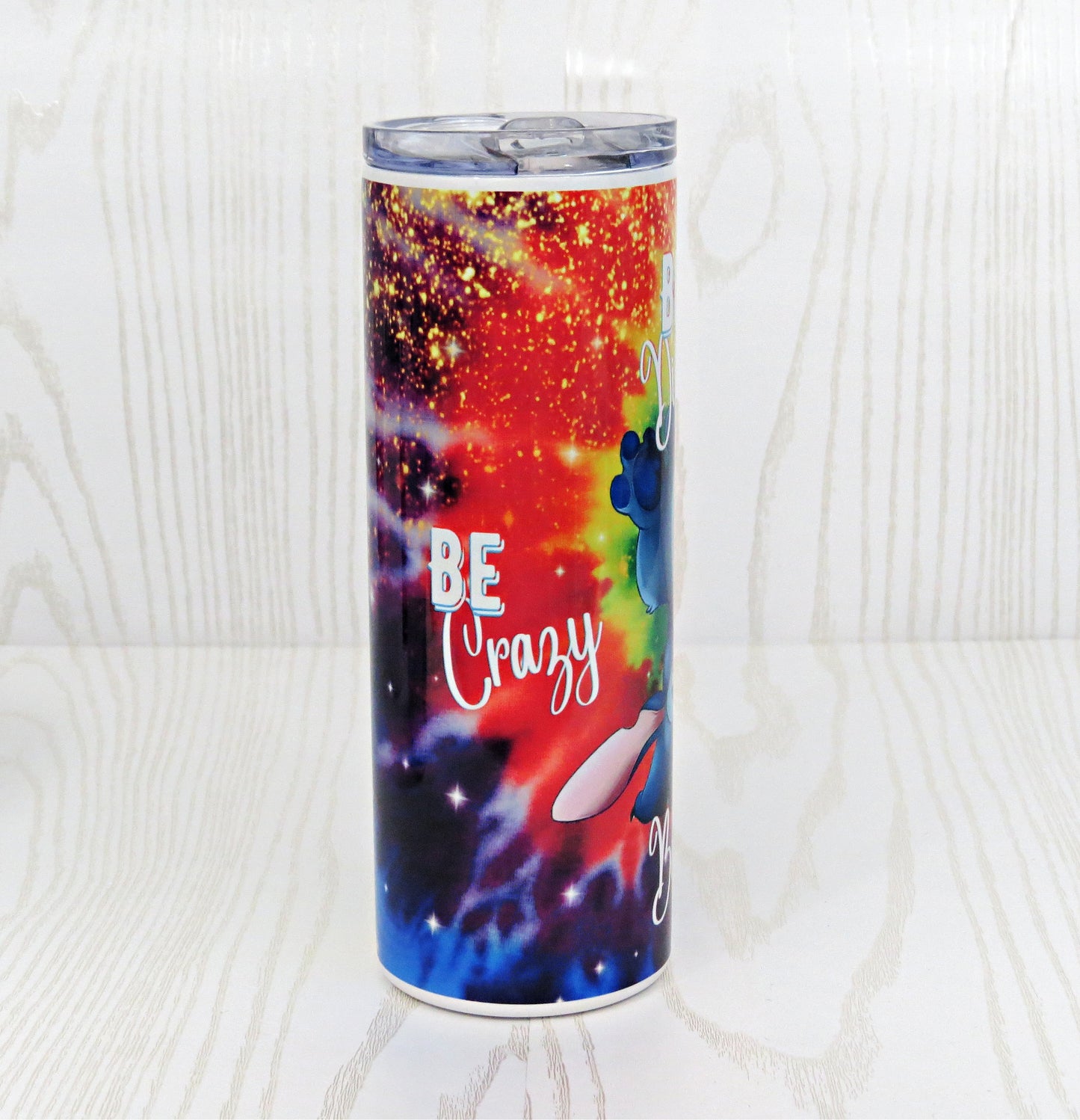 20 oz Stainless Steel Be You Be Different Be Crazy Be Silly Blue Humanoid Alien Tumbler - Fun Park Tumbler