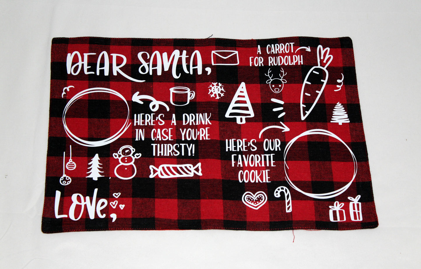 Santa Placemat - Santa Place Mat - Dear Santa Placemat - Buffalo Plaid Placemat - Cookies for Santa Plate - Milk and Cookies Placemat