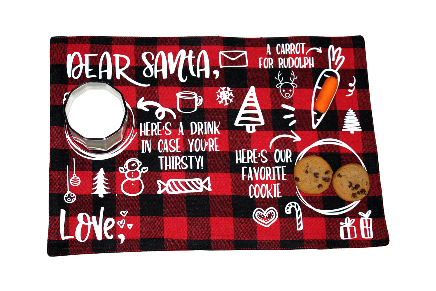 Santa Placemat - Santa Place Mat - Dear Santa Placemat - Buffalo Plaid Placemat - Cookies for Santa Plate - Milk and Cookies Placemat