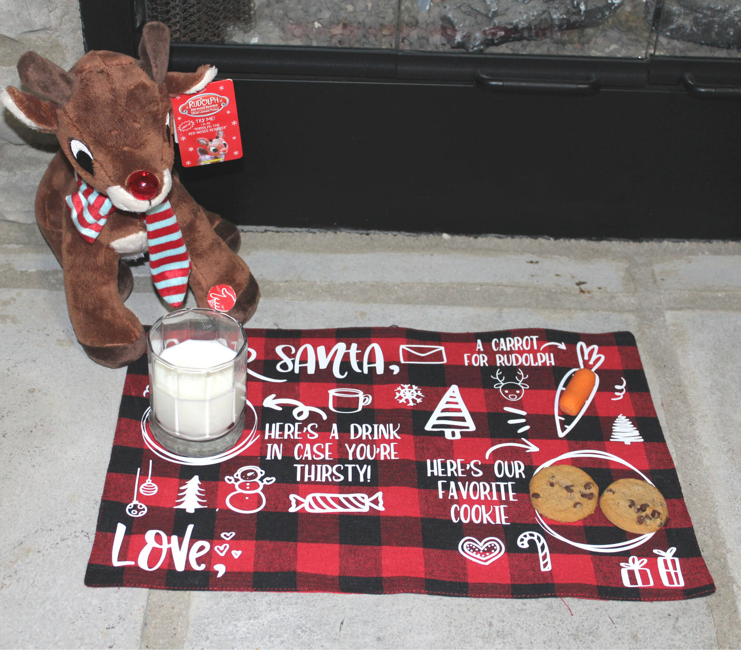 Santa Placemat - Santa Place Mat - Dear Santa Placemat - Buffalo Plaid Placemat - Cookies for Santa Plate - Milk and Cookies Placemat