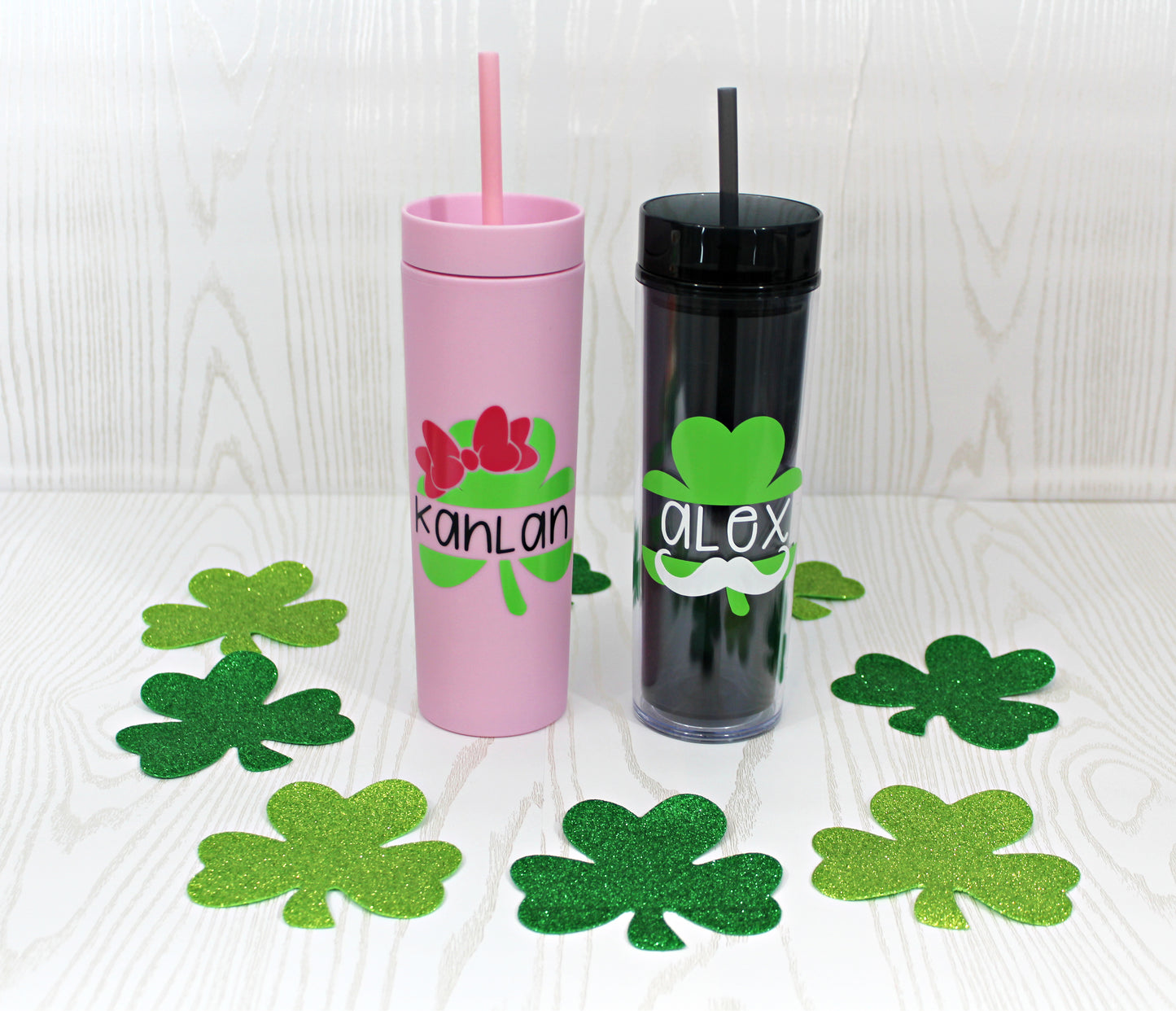 Personalized Four Leaf Clover Gift for Girls - Toddler Girl St Patricks Day Tumbler-  LeprechaunBoy Gift