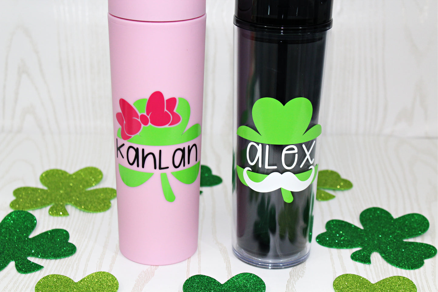 Personalized Four Leaf Clover Gift for Girls - Toddler Girl St Patricks Day Tumbler-  LeprechaunBoy Gift