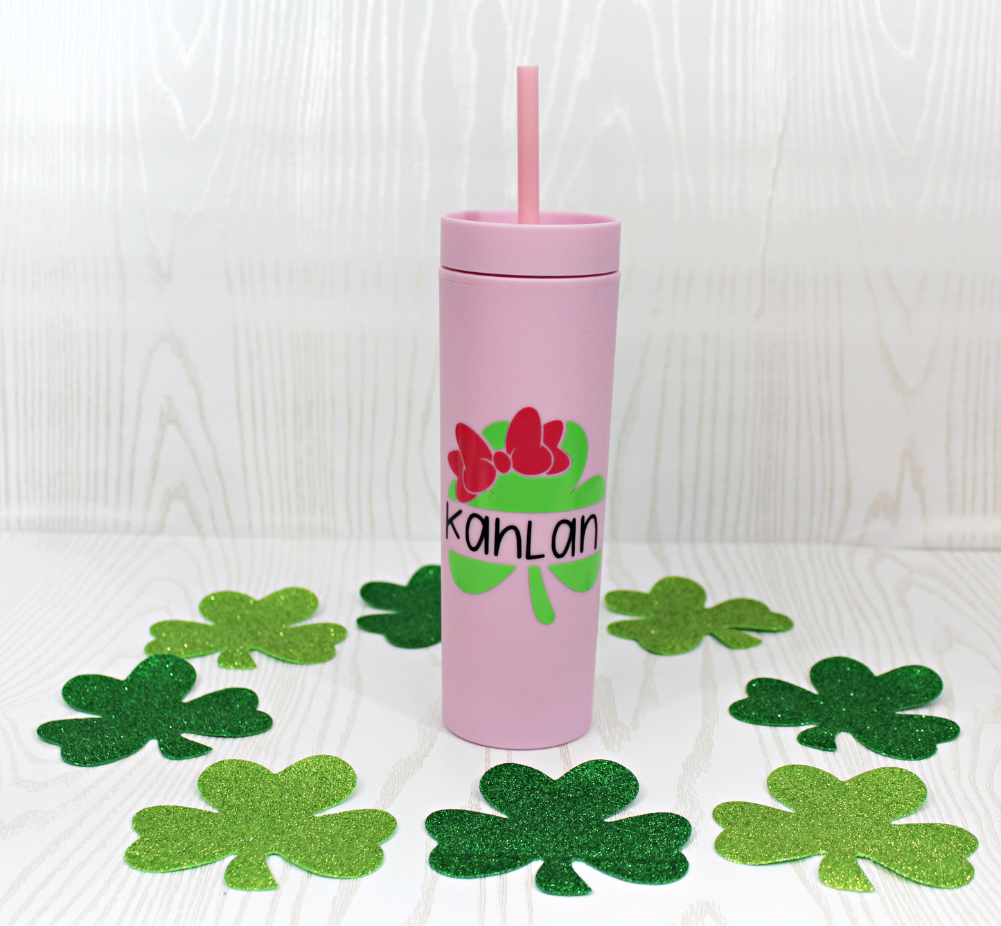 Personalized Four Leaf Clover Gift for Girls - Toddler Girl St Patricks Day Tumbler-  LeprechaunBoy Gift