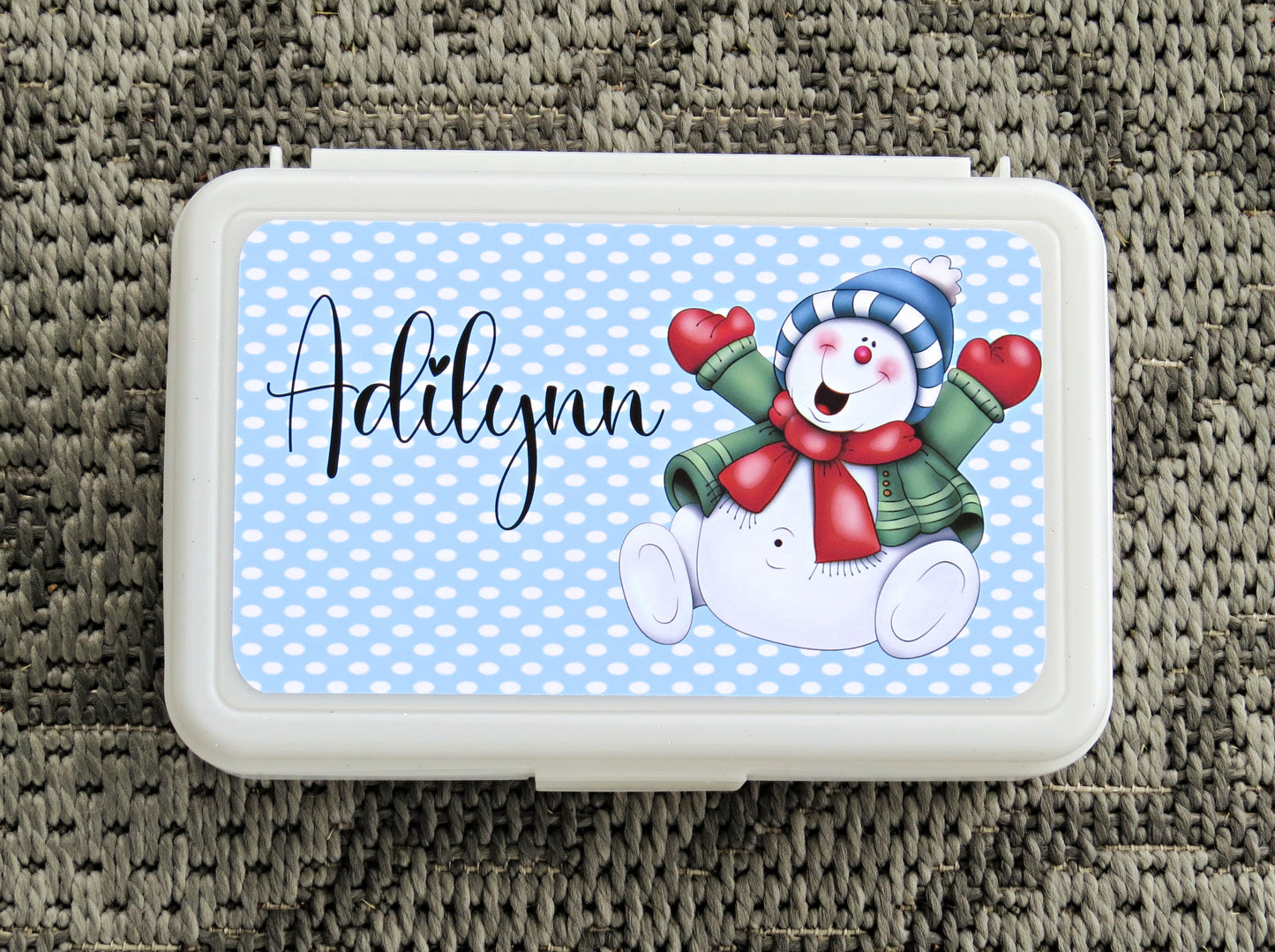 Winter Themed Personalized Pencil Case - Christmas Custom Marker Box - Hard Crayon Box with Snap-Tight Lid - Supply Boxes for Kids Boys School Classroom