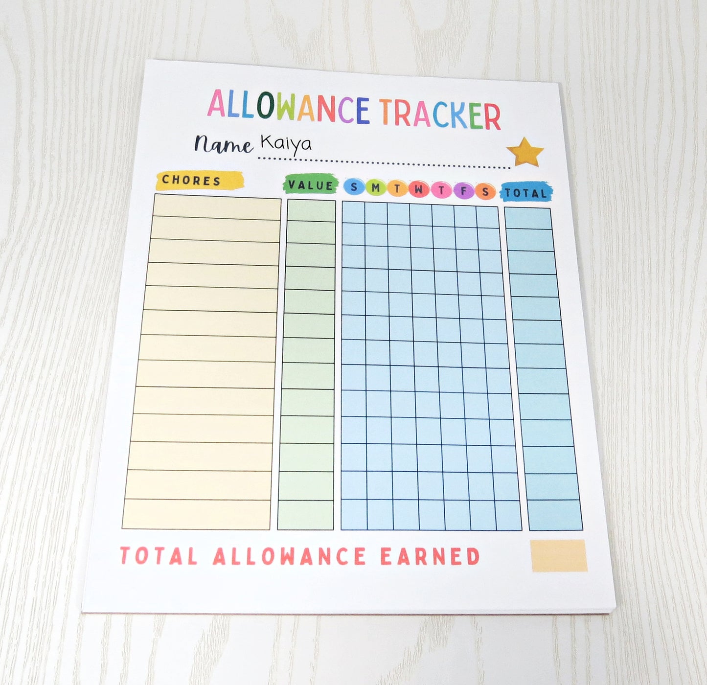 Allowance Tracker Notepad for Kids - Chore Chart Note Pad - To Do List - Task Organizer - Tear Away Daily Planner & Checklist - Chore List Boys Girls