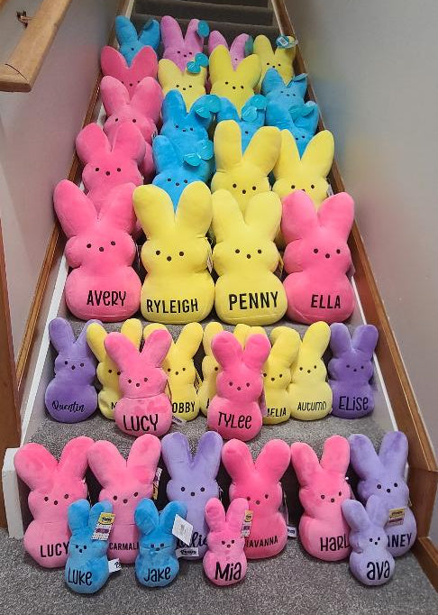 Candy Easter Bunnies Personalized - Personalized Bunny - Plush Easter Gift Kids - Easter Basket Stuffers - Easter Decor - Custom Stuffed Bunny – Home Decor