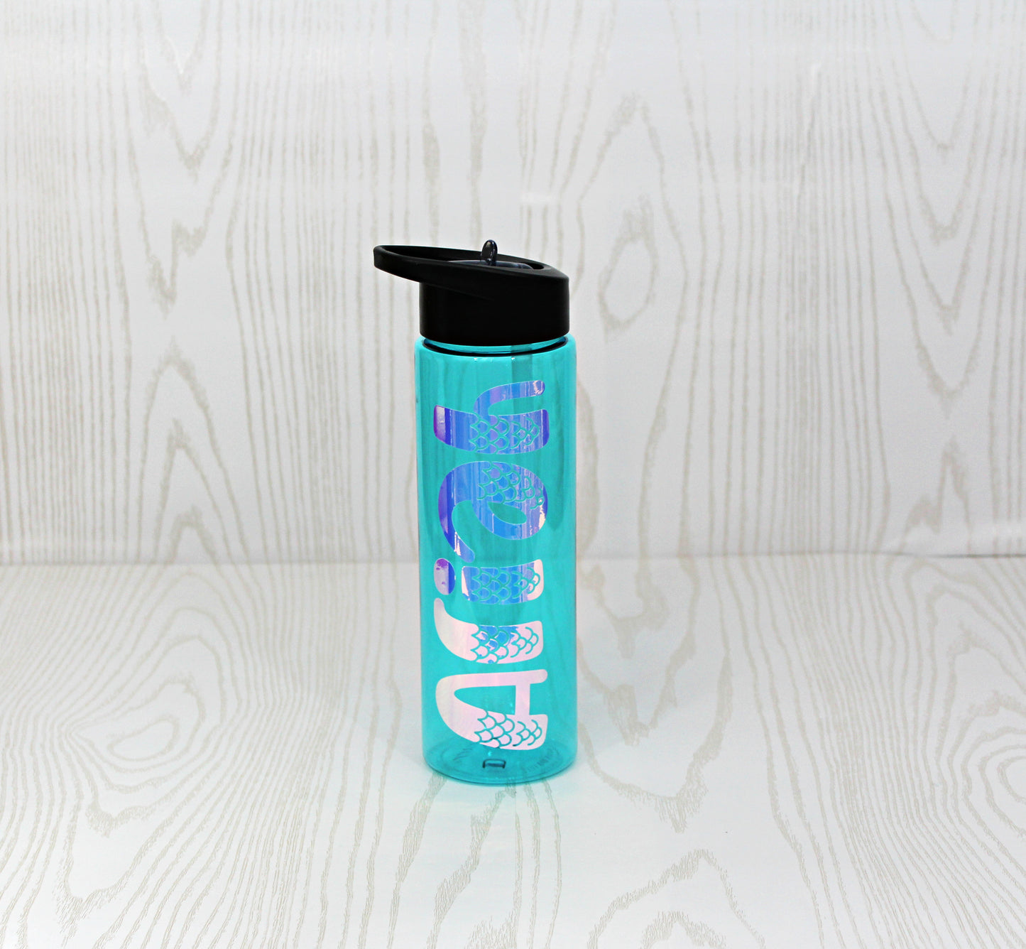 Personalized Mermaid Birthday Skinny Tumbler with Lid and Straw - Monogrammed Water Bottle - 24 oz