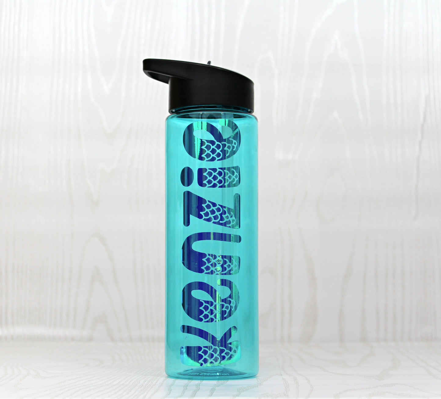 Personalized Mermaid Birthday Skinny Tumbler with Lid and Straw - Monogrammed Water Bottle - 24 oz