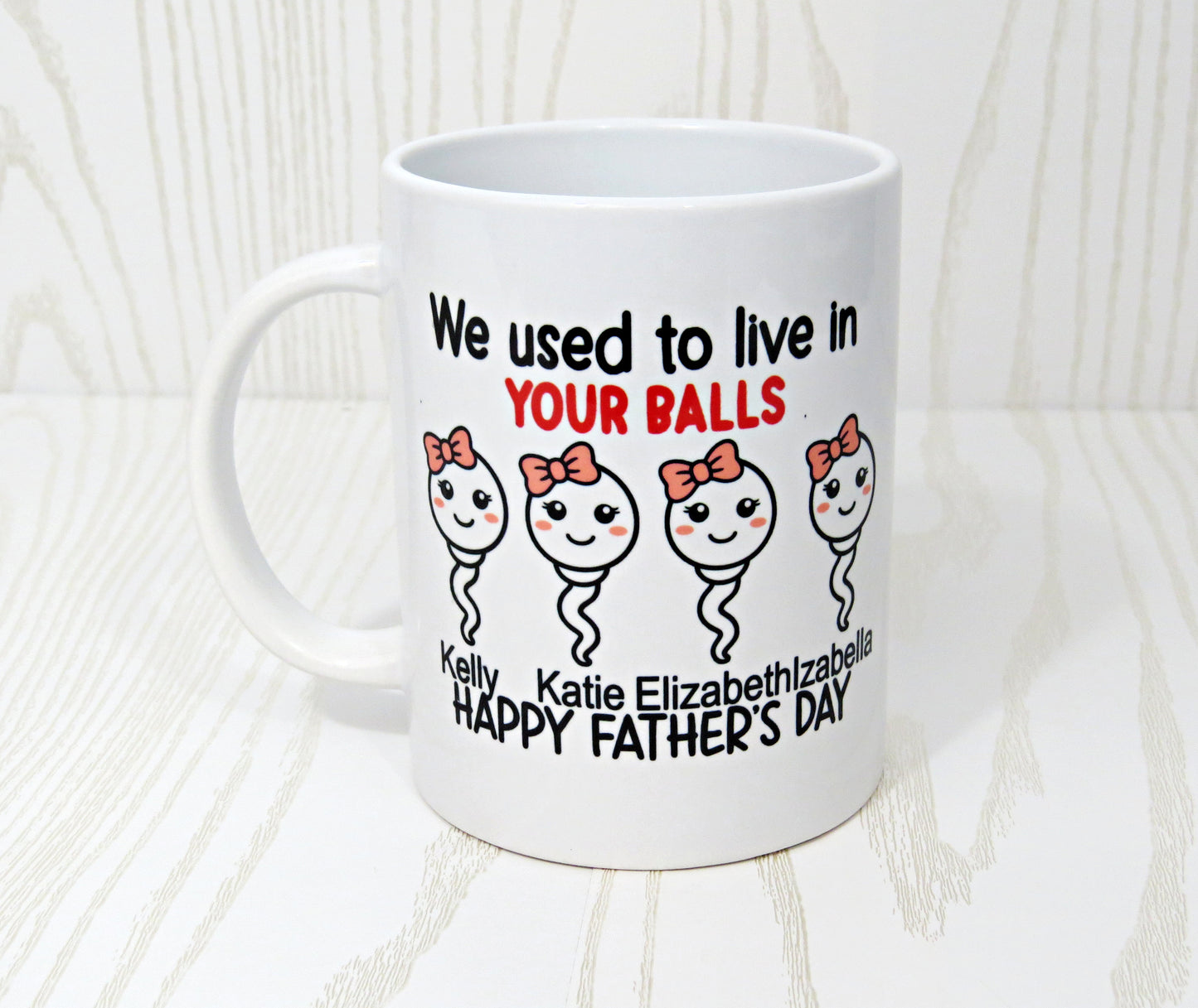 Personalized We Used To Live In Your Balls Funny Fathers Day Mug For Dad - Father From Daughter Son Custom Multi Kids Name Swimming Sperm Mug Gifts