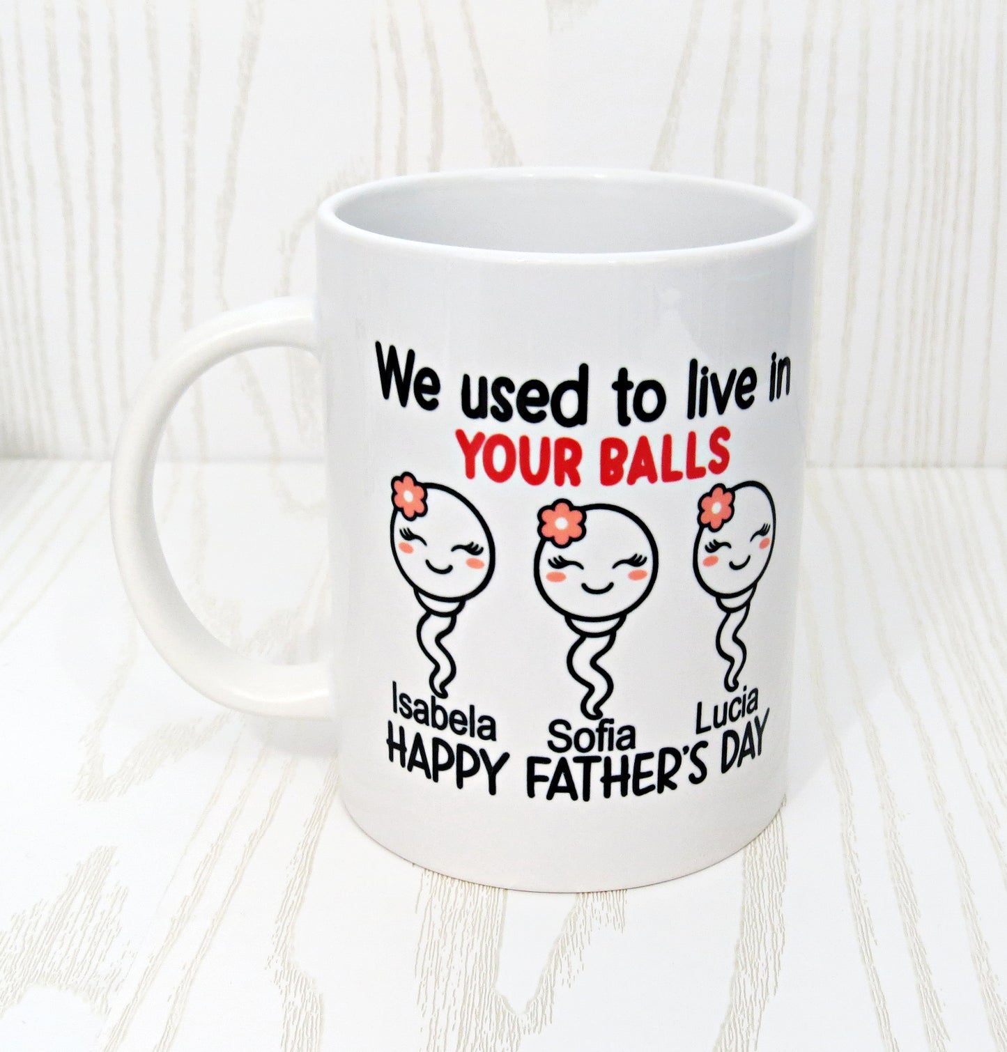 Personalized We Used To Live In Your Balls Funny Fathers Day Mug For Dad - Father From Daughter Son Custom Multi Kids Name Swimming Sperm Mug Gifts