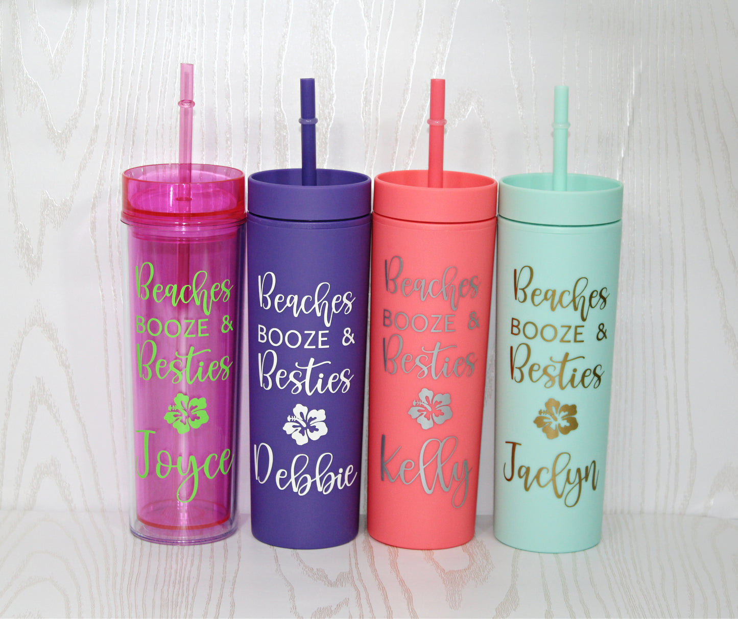 Beaches Booze Besties Tumbler - Girls Weekend - Girls Trip Tumbler - Customizable Tumblers