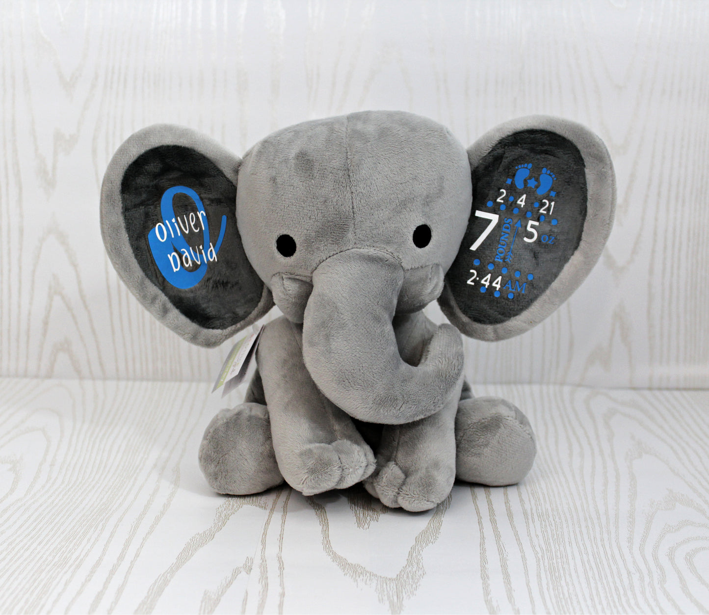 Birth Announcement Keepsake - New Baby Gift Keepsake - Birth Stat Elephant - Baby Gift Personalized Shower – Stuffed Animal for Baby – Sign Boy Girl