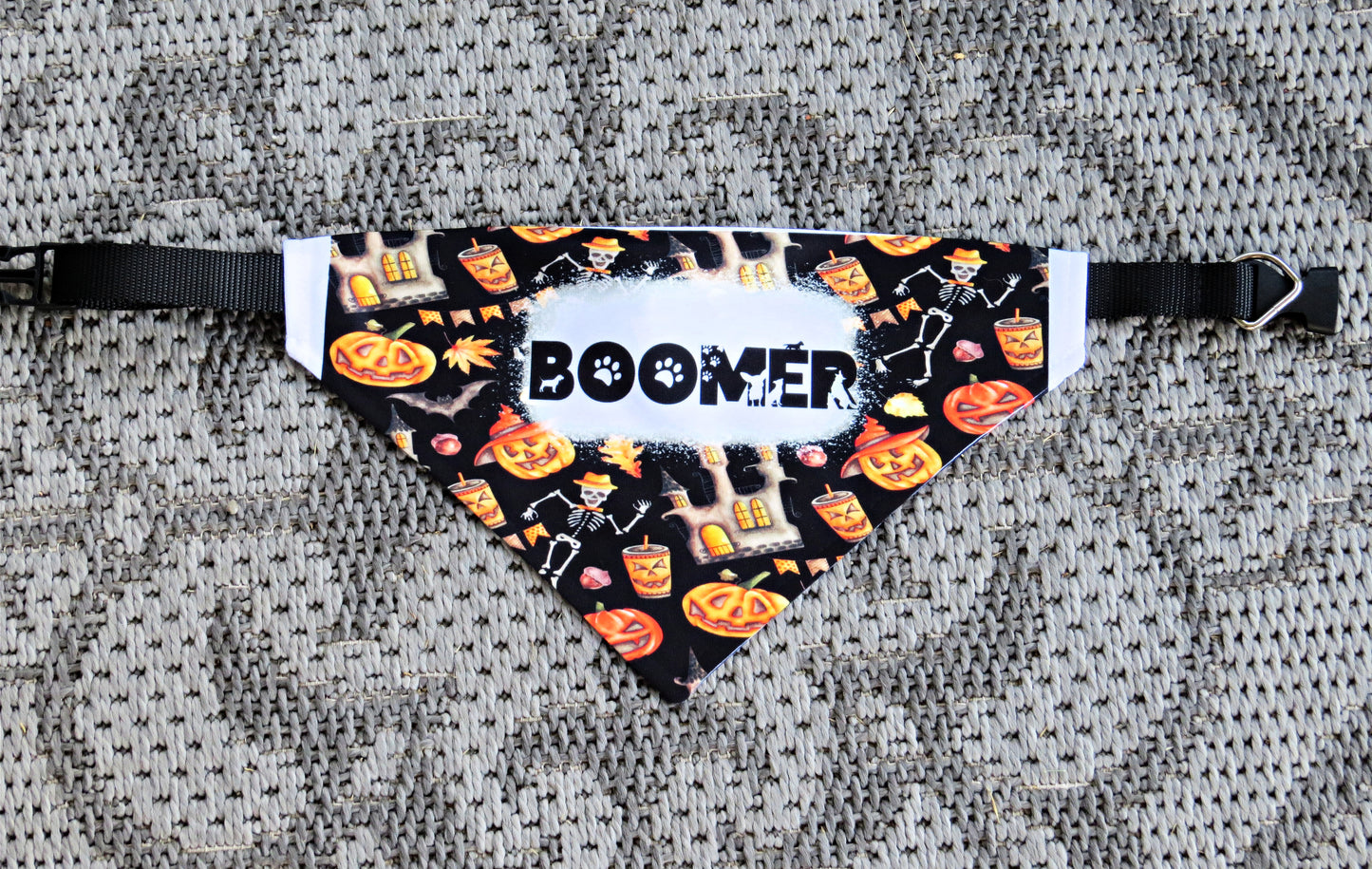 Double Sided Halloween Christmas Holiday Dog Bandana - Dog Scarf With Collar - Santa Pumpkin - Washable - Adjustable