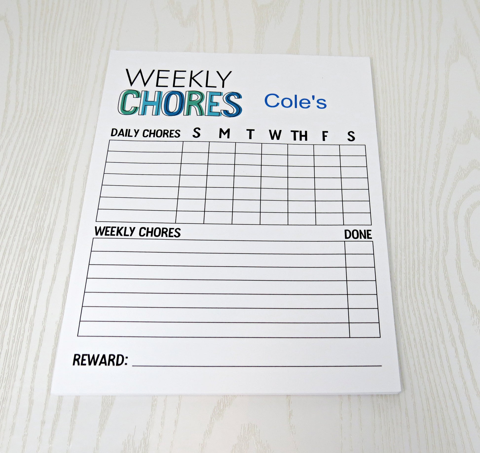 Weekly Chore Chart For Kids 