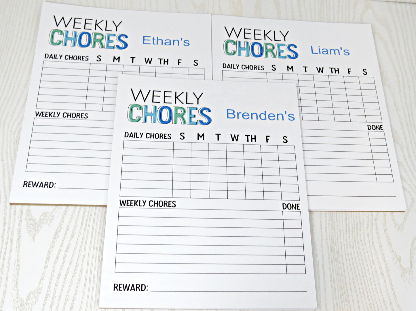 Custom Chore Chart for Kids - 52 Tear Away Sheets Yearly - Weekly Planner Note Pad - Custom Task Listing Behavior and Reward - Motivation Board Notepad