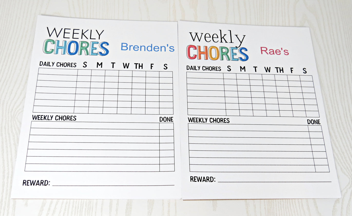 Custom Chore Chart for Kids - 52 Tear Away Sheets Yearly - Weekly Planner Note Pad - Custom Task Listing Behavior and Reward - Motivation Board Notepad