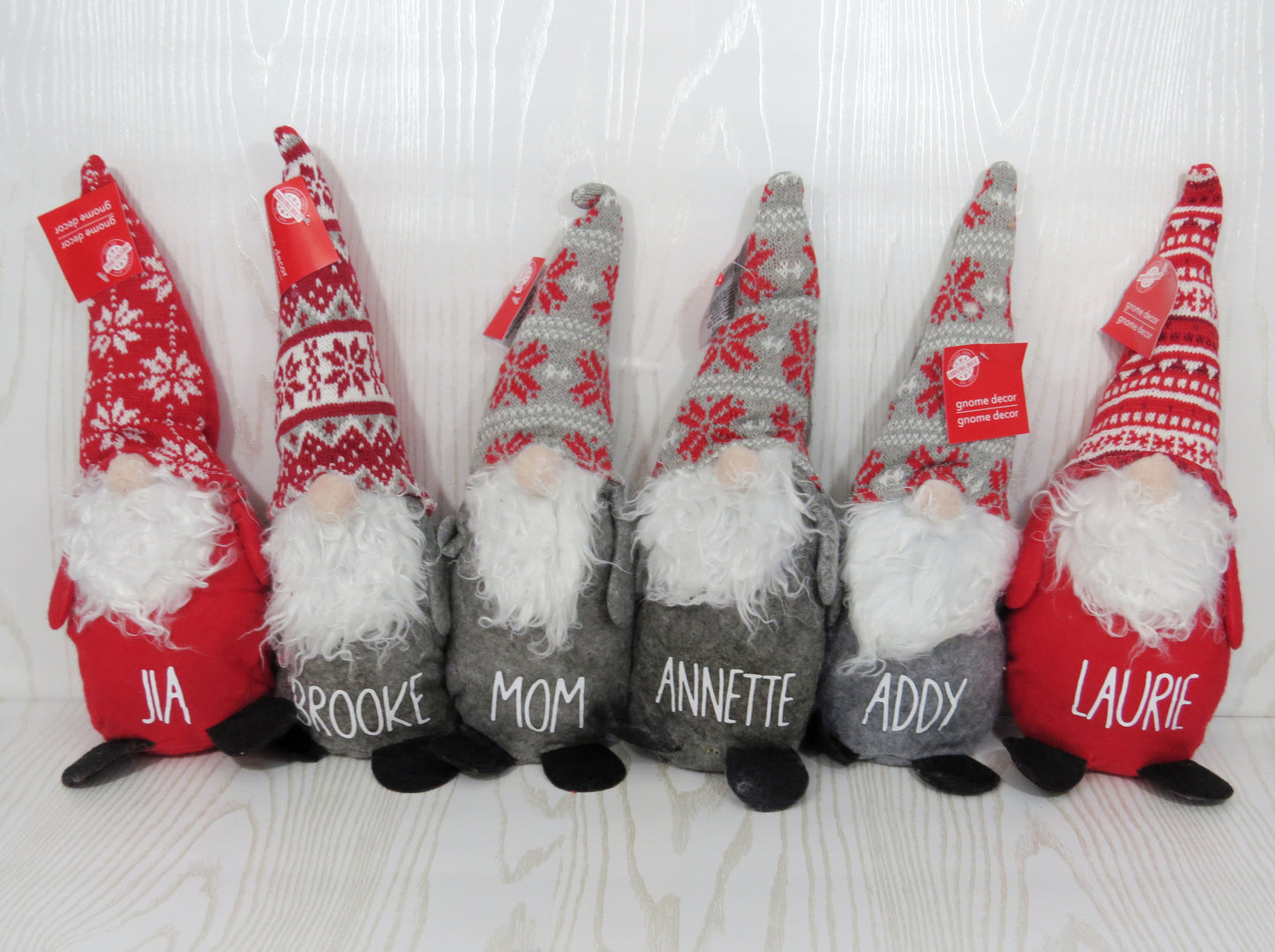 Personalized Christmas Gnomes – Holiday Custom Name Red Grey Plaid - Christmas Gift – Kids Secret Santa Gift – Home Decor - Stuffed Toy Stocking Stuffer