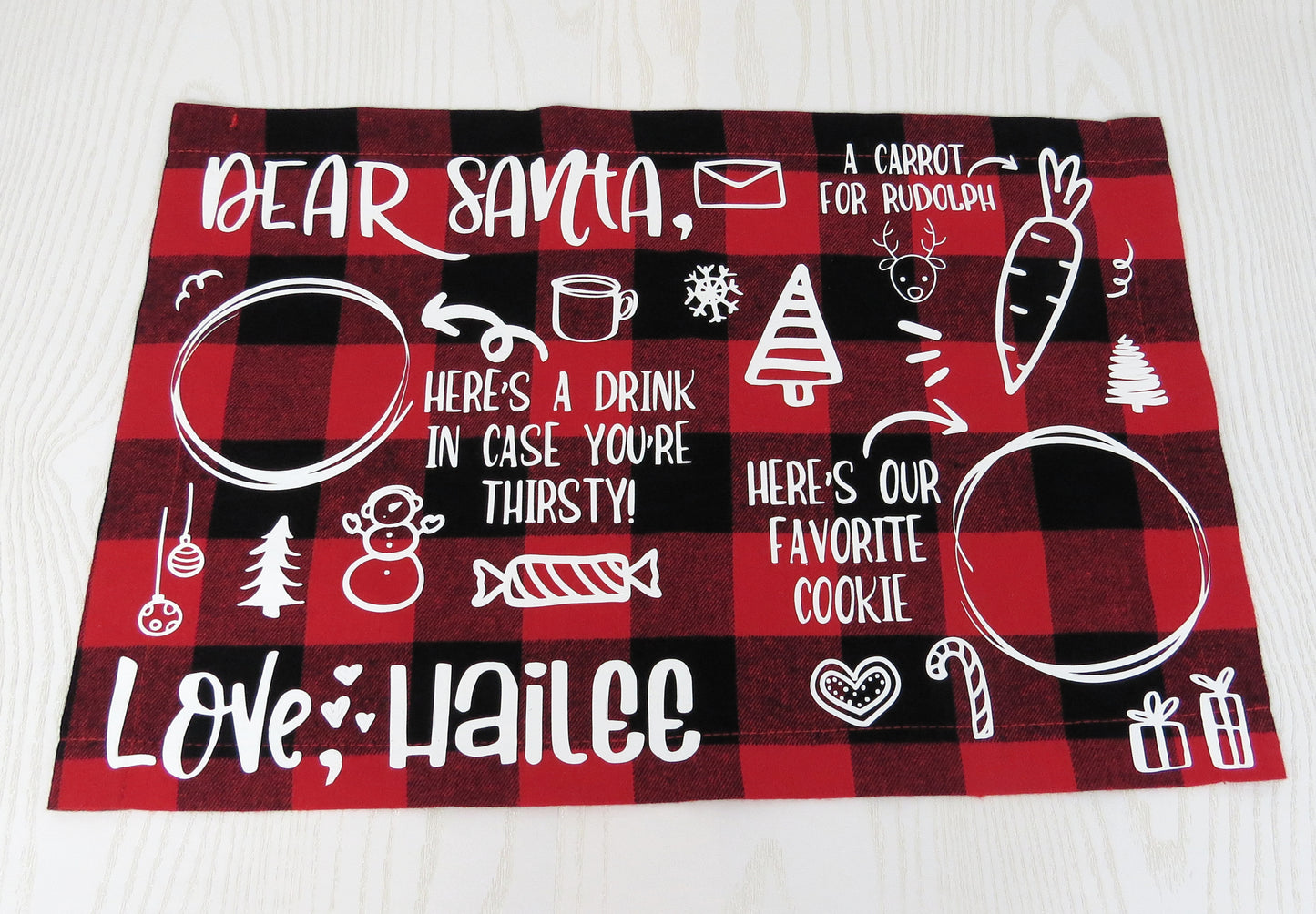 Santa Placemat - Santa Place Mat - Dear Santa Placemat - Buffalo Plaid Placemat - Cookies for Santa Plate - Milk and Cookies Placemat