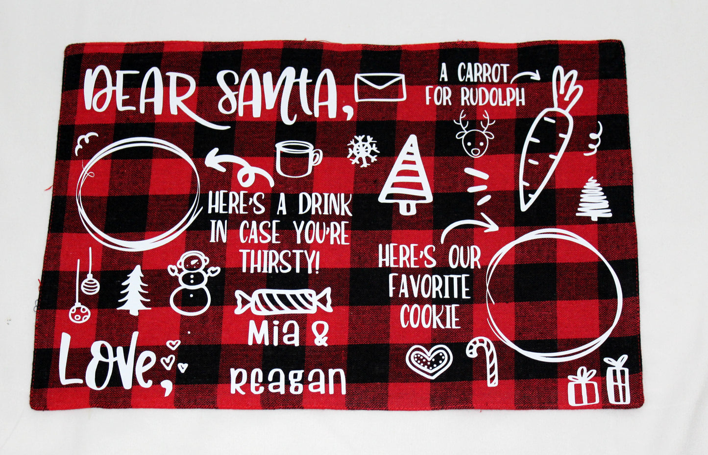 Santa Placemat - Santa Place Mat - Dear Santa Placemat - Buffalo Plaid Placemat - Cookies for Santa Plate - Milk and Cookies Placemat