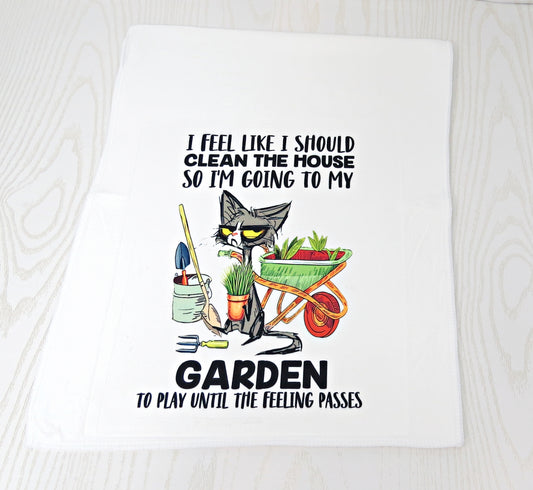 Garden Towel - Funny Kitchen Dish Tea Towel - Housewarming Gift - Hand Indoor Outdoor - Bath Home - Gardener Gift Women - Cat Lover - Decor Microfiber