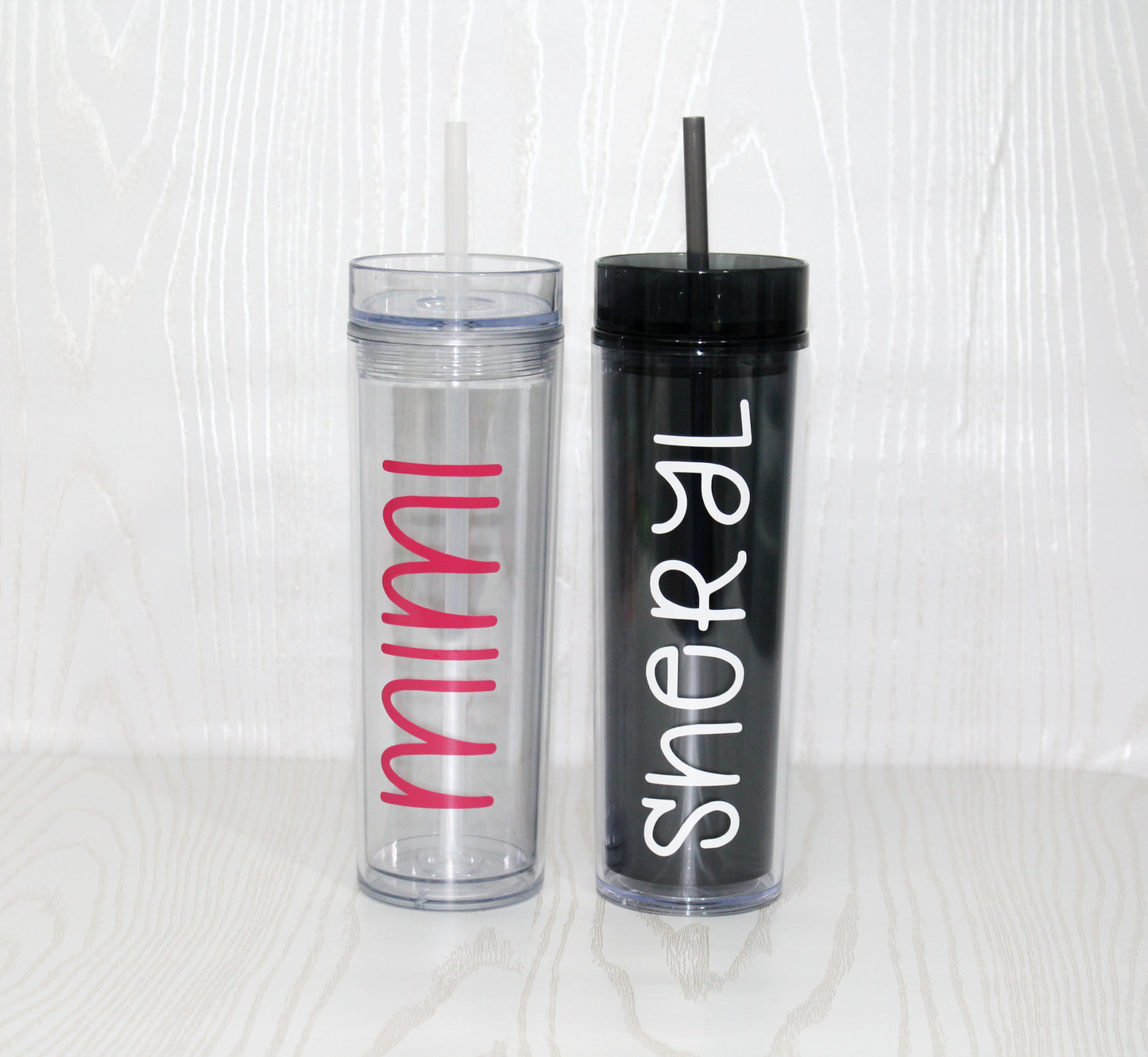 Cute Personalized Clear Tumbler - Bridal Party Cup - Custom Tumbler with Lid and Straw