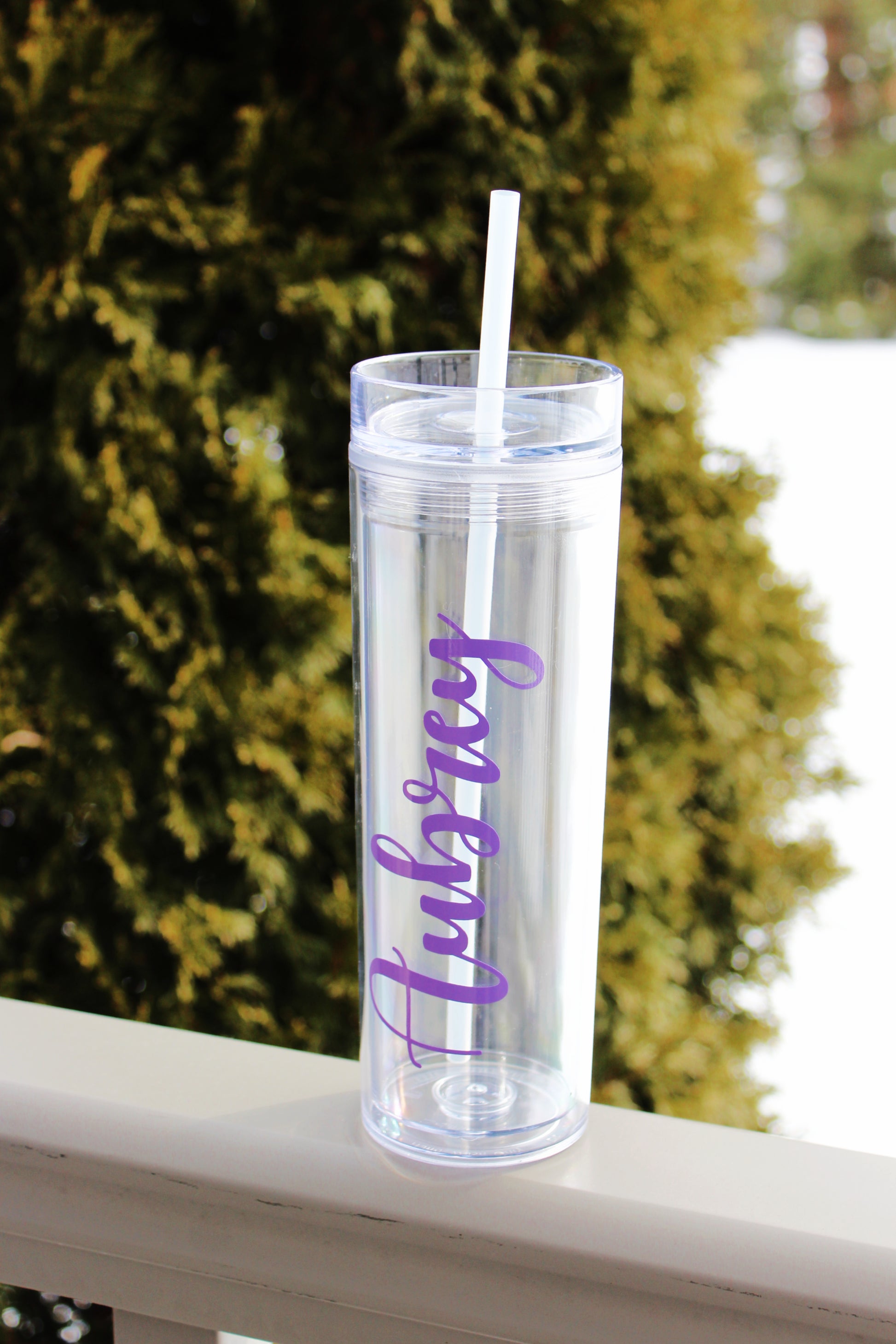 Personalized Name on Clear Acrylic Tumbler with Straw – SheltonShirts