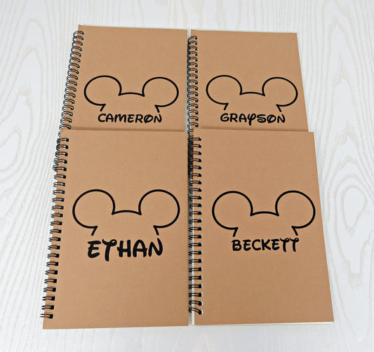 Mouse Outline Personalized Autograph Booklet for Florida Parks Notebook - Mouse Travel Journal - Character Signature Book - Princess Castle Memory Booklet