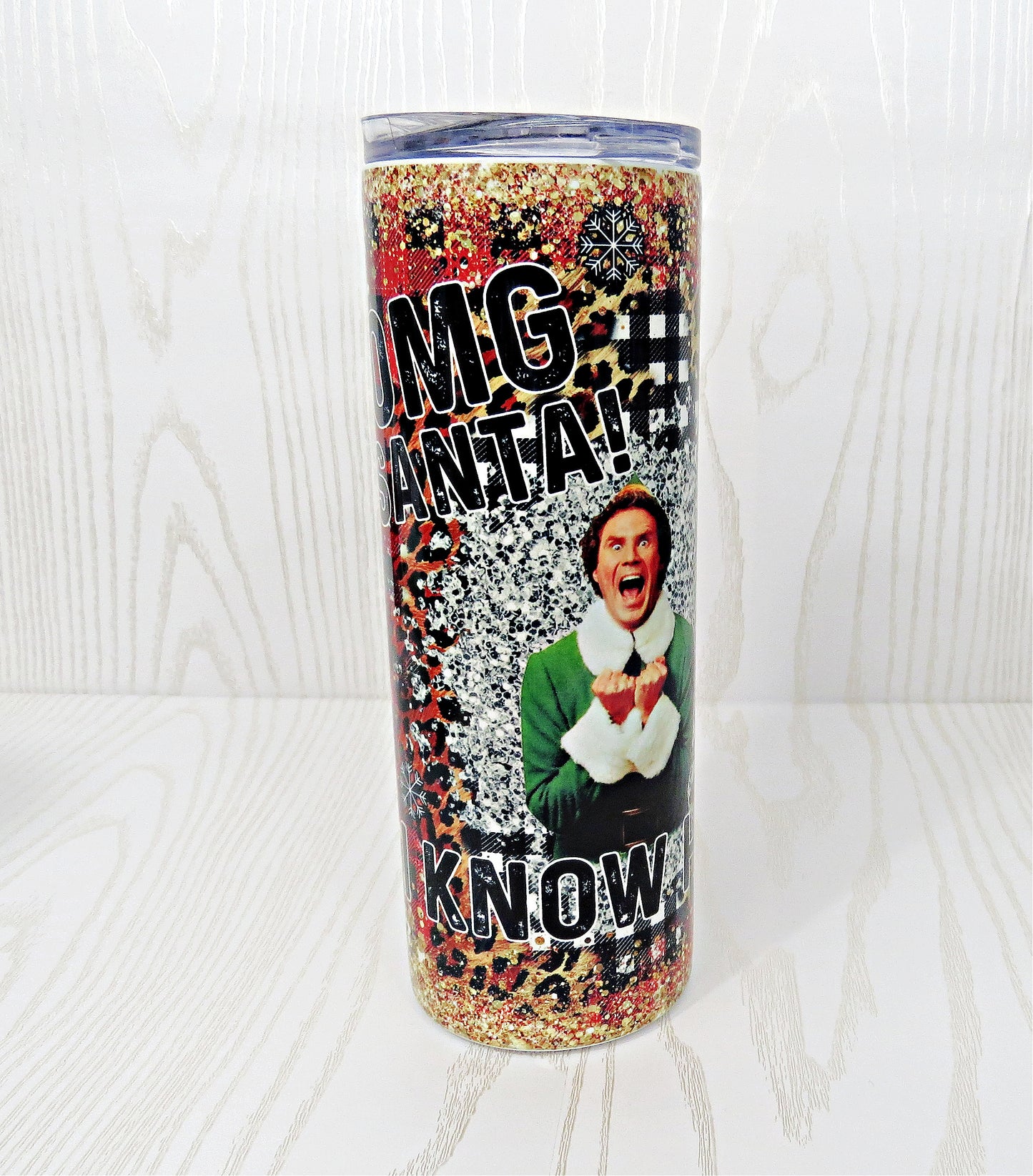 20 oz Stainless Steel Santa I Know Him Tumbler - Elf Christmas Gift for Her Him with Straw - You're a Mean One - Cup Mug