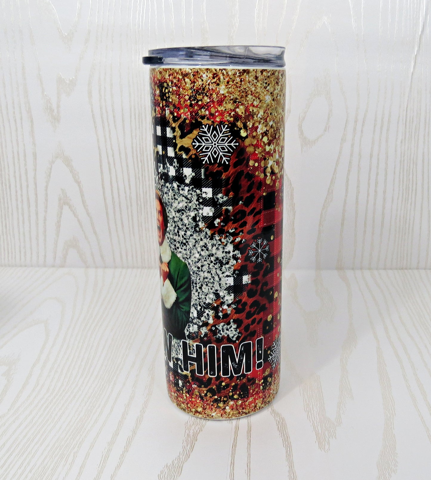 20 oz Stainless Steel Santa I Know Him Tumbler - Elf Christmas Gift for Her Him with Straw - You're a Mean One - Cup Mug