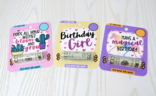 Girls Birthday Money Card with Plastic Dome Unicorn - Unique Money Holder for Cash Gift - Happy Birthday Greeting Cards - Gift for Him Her Boy Girl Note