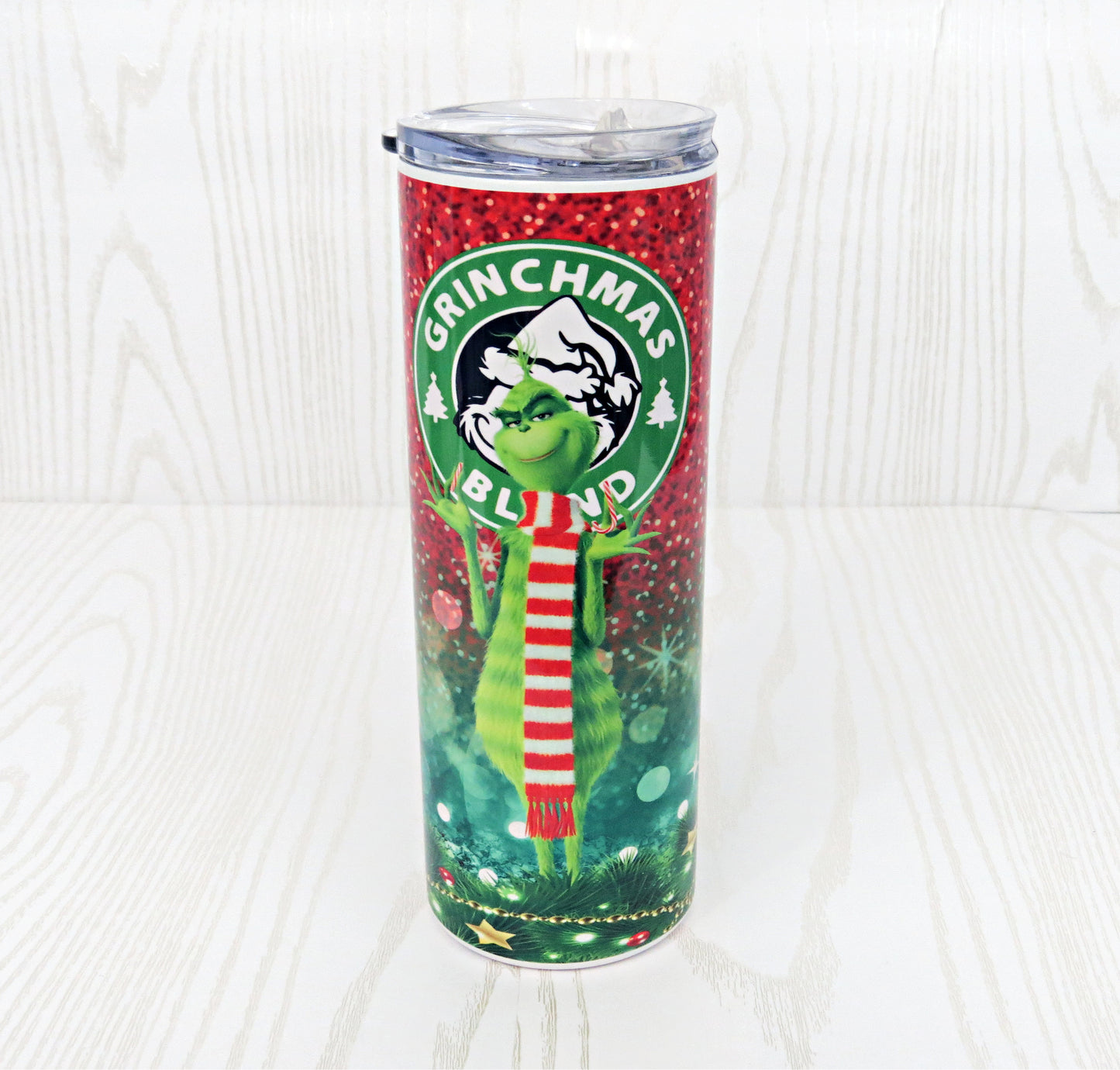 20 oz Stainless Steel Green Man Coffee Tumbler Personalized Name- Christmas Gift for Her with Straw - You're a Mean One - Cup Mug