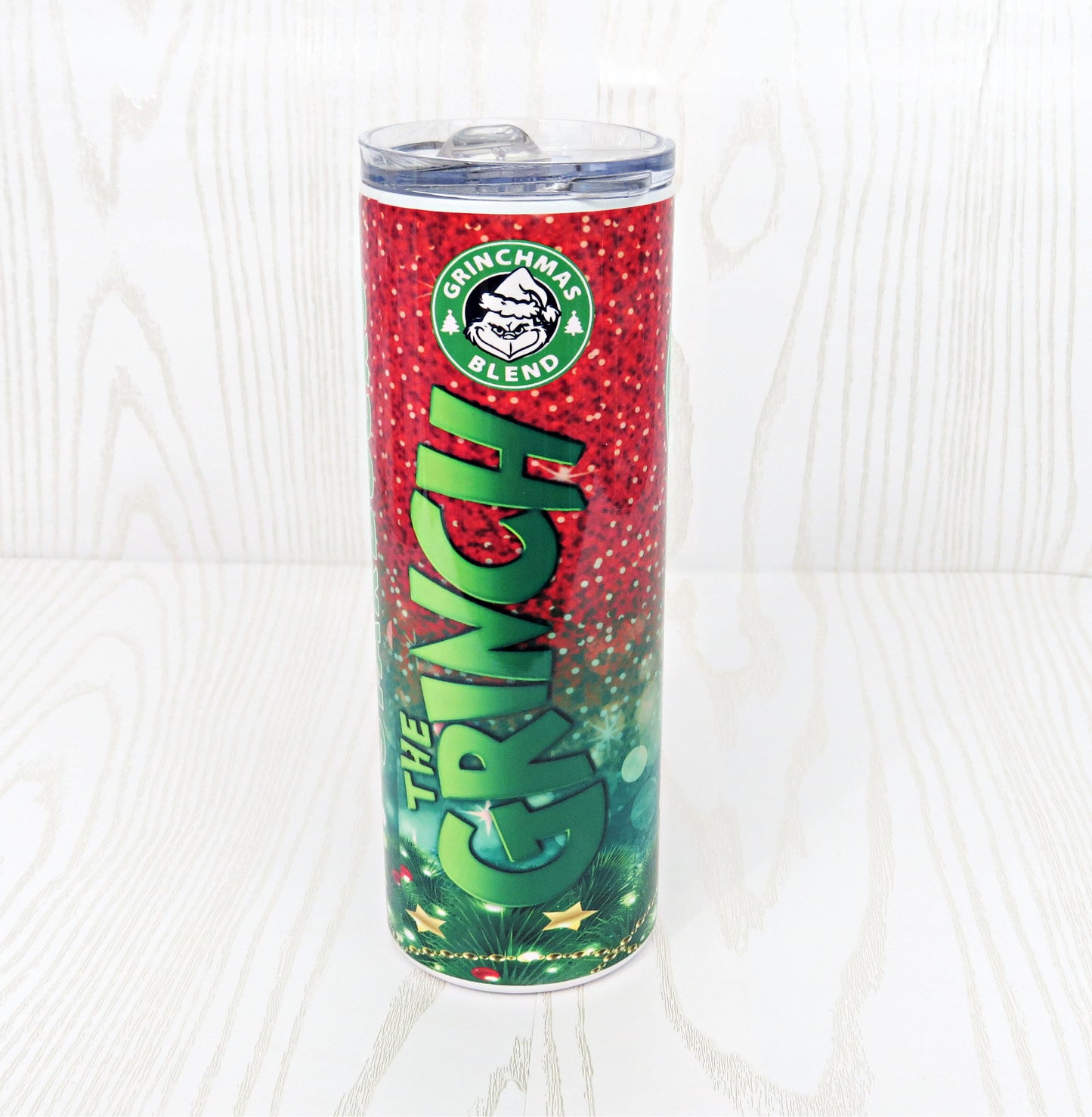 20 oz Stainless Steel Green Man Coffee Tumbler Personalized Name- Christmas Gift for Her with Straw - You're a Mean One - Cup Mug