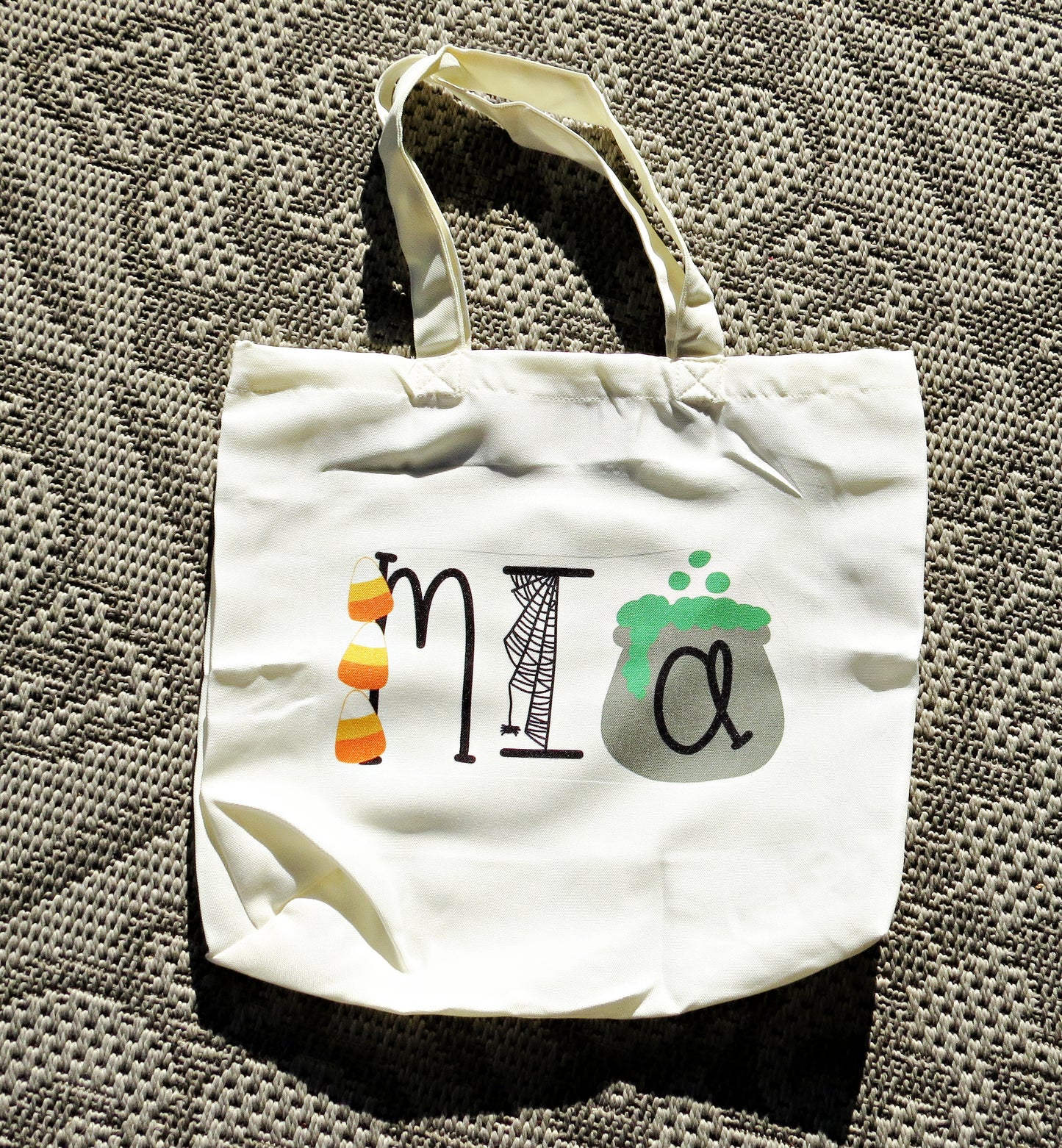 Halloween Candy Tote for Candy - Personalized Trick or Treat Bag with Handles - Reusable Custom Basket