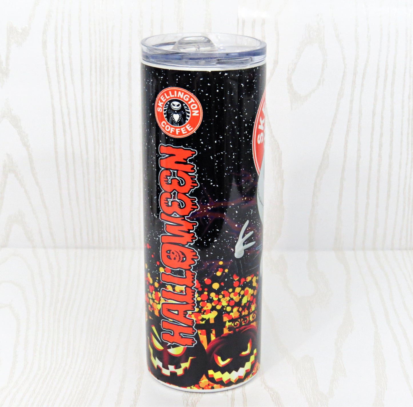 Nightmare Halloween Stainless Steel Skinny Tumbler - Jack Attire Halloween Cup Includes Straw and Lid – Womens Gift – Magical Witch Boo Ghost