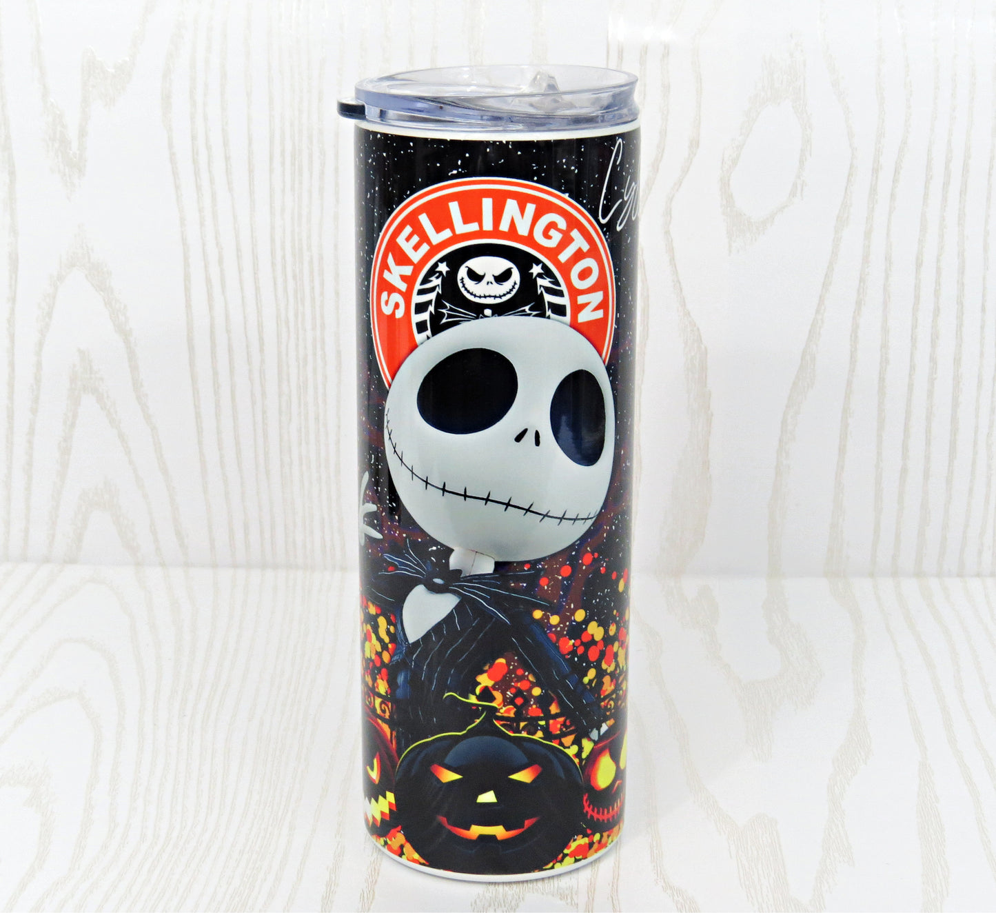 Nightmare Halloween Stainless Steel Skinny Tumbler - Jack Attire Halloween Cup Includes Straw and Lid – Womens Gift – Magical Witch Boo Ghost