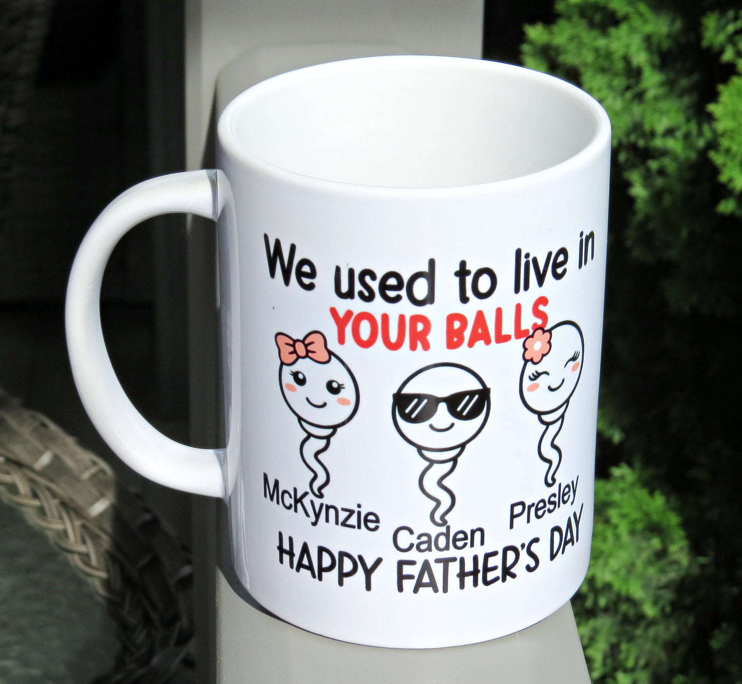 Personalized We Used To Live In Your Balls Funny Fathers Day Mug For Dad - Father From Daughter Son Custom Multi Kids Name Swimming Sperm Mug Gifts