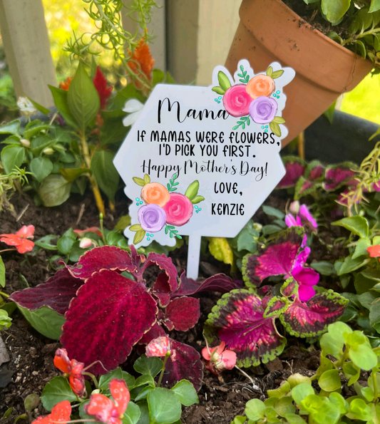 Personalized Plant Stake for Mothers Day - Garden Stake Keepsake - From Kids - Indoor Outdoor Plant - Succulent Tags - Potted Plant Sign Mothers Day