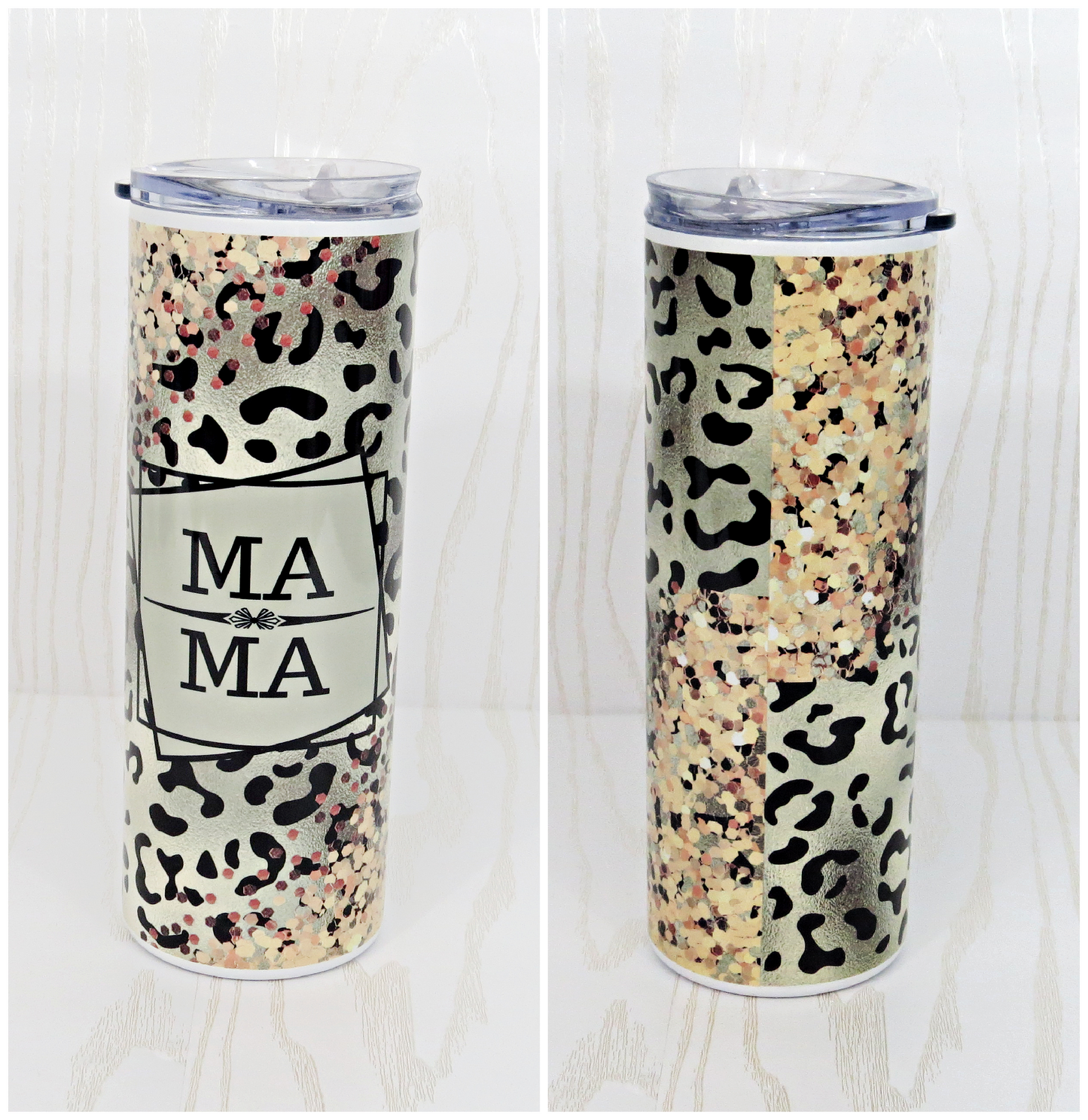 20 oz Stainless Steel Leopard Mama Tumbler with Straw Lid -  Mothers Day - New Mom Birthday Cup Mug Drinkware - Double Wall Vacuum Insulated - Travel Thermal Bottle for Coffee