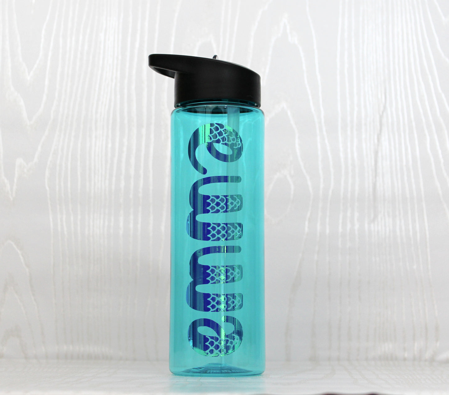 Personalized Mermaid Birthday Skinny Tumbler with Lid and Straw - Monogrammed Water Bottle - 24 oz