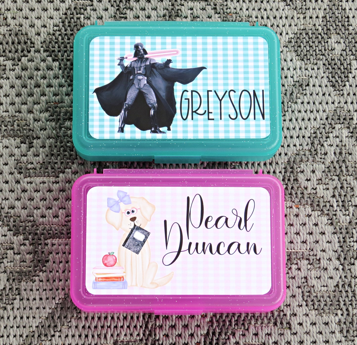 Personalized Pencil Case - Custom Marker Box - Hard Crayon Box with Snap-Tight Lid - Supply Boxes for Kids Boys School Classroom - Back to School