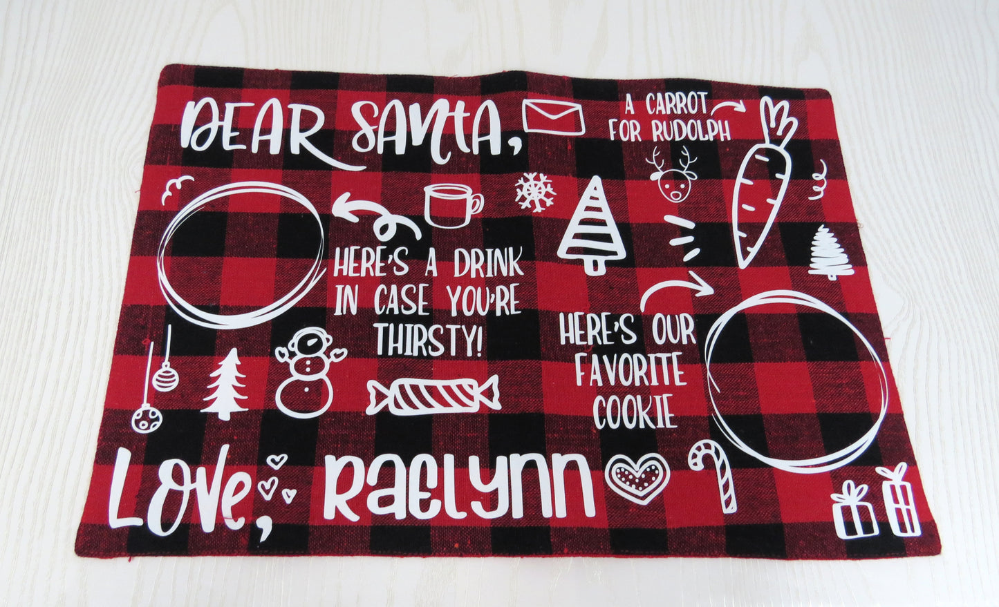 Santa Placemat - Santa Place Mat - Dear Santa Placemat - Buffalo Plaid Placemat - Cookies for Santa Plate - Milk and Cookies Placemat