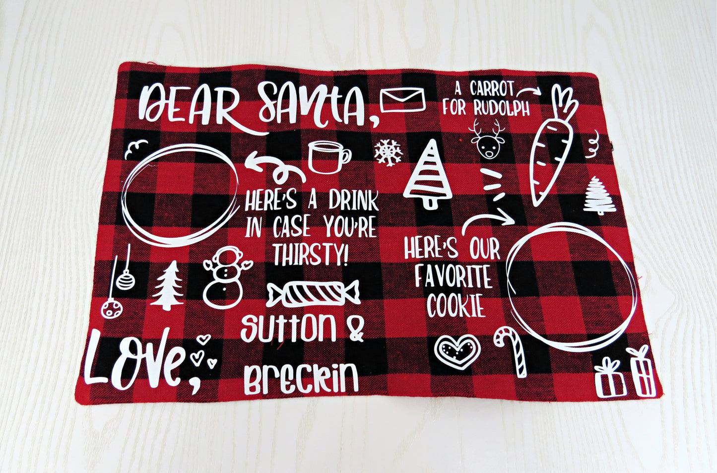 Santa Placemat - Santa Place Mat - Dear Santa Placemat - Buffalo Plaid Placemat - Cookies for Santa Plate - Milk and Cookies Placemat